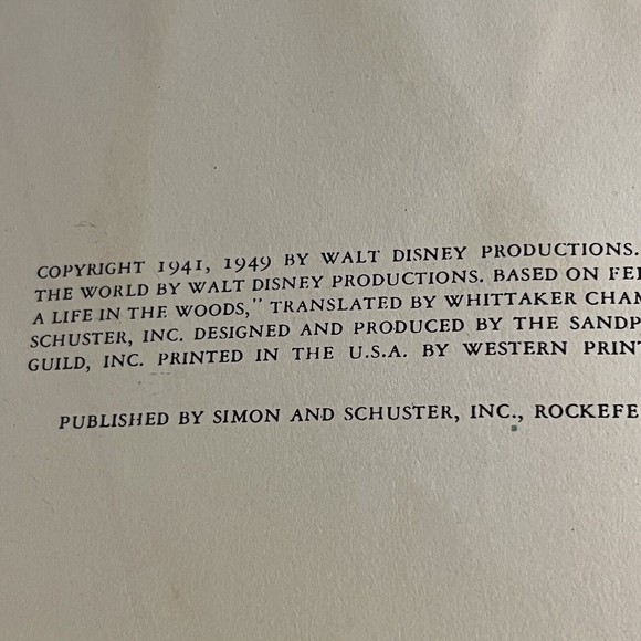 VTG Walt Disney's A Fuzzy Golden Book Bambi 1941 1949 Hardcover Simon Schuster - Picture 3 of 12